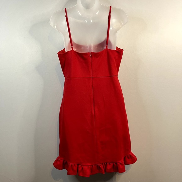 Lulus Red Ruffled Bodycon Mini Dress | Stretchy | Adjustable Straps | Size Large - Picture 4 of 7